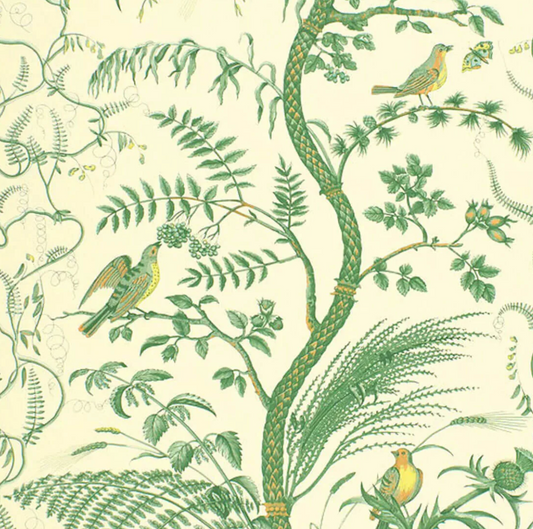 Brunschwig & Fils | Wallpaper | Bird and Thistle | Green