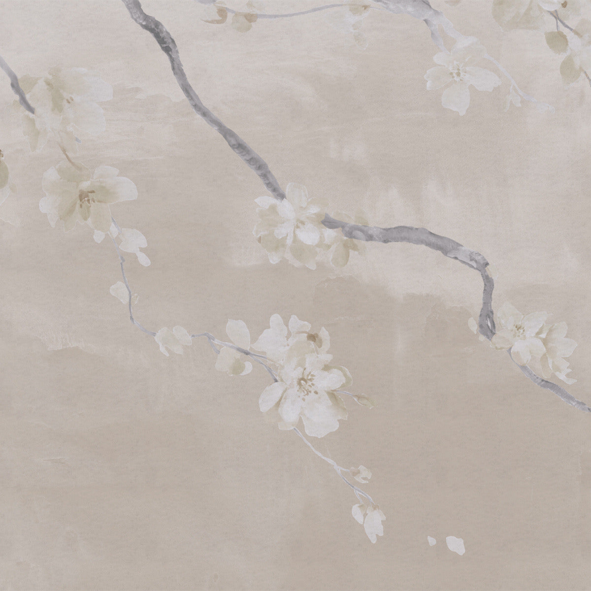 Philip Jeffries | Haiku Beige Flourish on Manicured White Zen Wash