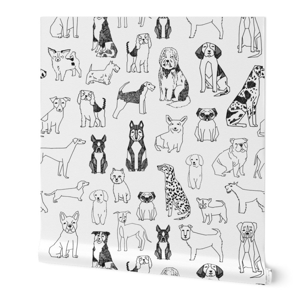 Spoonflower | Black & White Hand Drawn Dogs